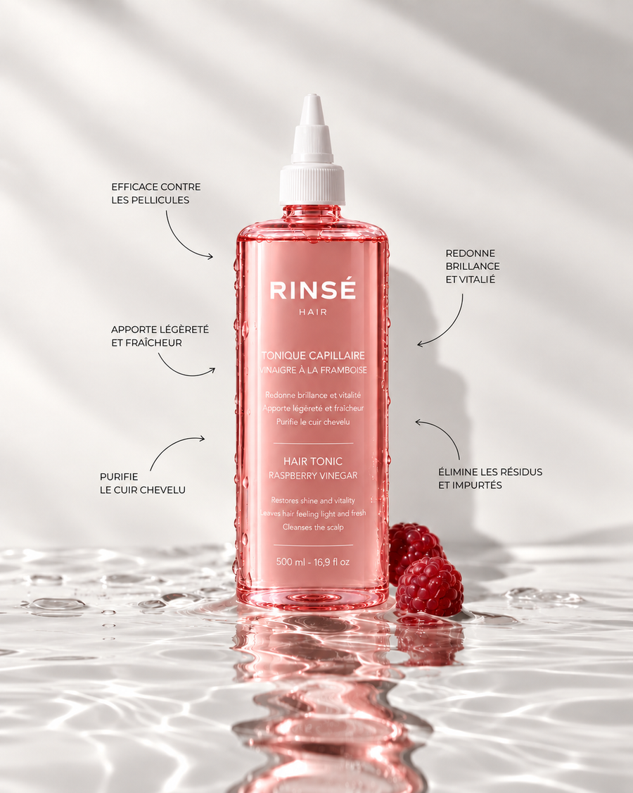 Les bénéfices du tonique capillaire RINSÉ au vinaigre à la framboise